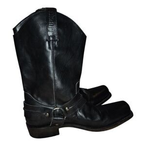 Liberty Black Men's James Distressed Leather Harness Moto Biker Boots 10